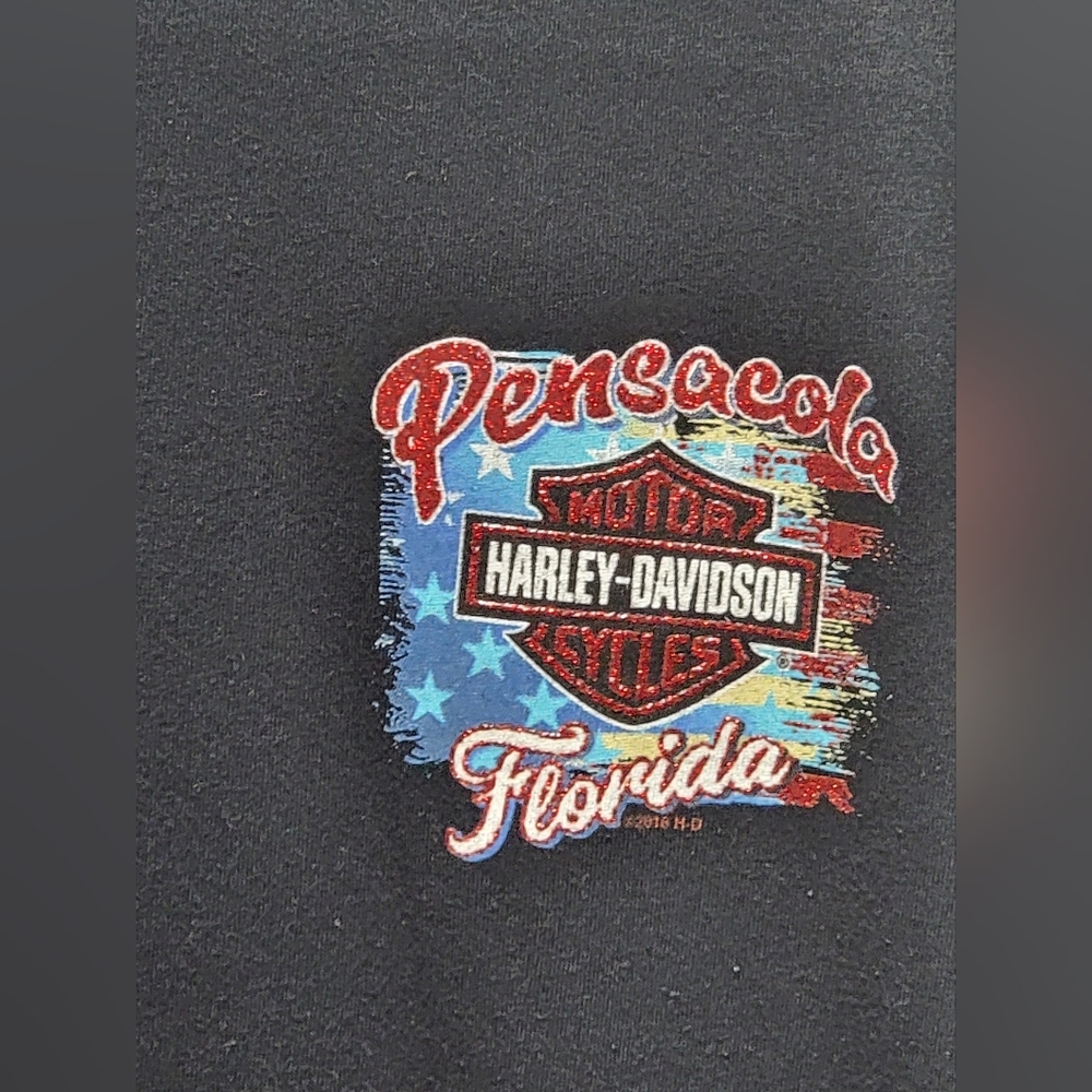 Harley-Davidson Glossy Red Lips Graphic Black Tee Shirt Women's Size Medium - Picture 4 of 6